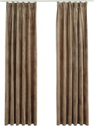 vidaXL Draperii opace cu cârlige, 2 buc., bej, 140x245 cm, catifea