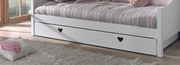 Sertar Pat AMORI pentru Copii, 90x190 cm, Alb (Pin Masiv și MDF), Design Romantic – Vipack
