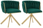Set de 2 scaune pivotante din catifea, Smarald | Aosom Romania