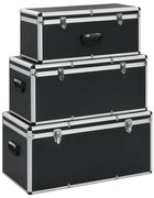 vidaXL Cutii de depozitare, 3 buc., negru, aluminiu