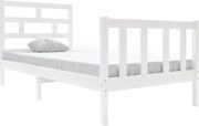 vidaXL Cadru de pat single, alb, 90x190 cm, lemn masiv de pin