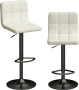 HOMCOM Set 2 Scaune de Bar din Piele PU cu Suport pentru Picioare, Scaune Rotative, Bucătărie, Crem | Aosom Romania