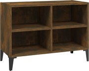 vidaXL Comodă TV, picioare din metal, stejar afumat, 69,5x30x50 cm