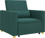 vidaXL Canapea extensibilă single Verde închis 90 x 165 x 87 cm