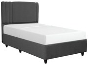 Pat Pentru O Persoana Landos Cu Spatiu Depozitare Si Tapiterie Textila Boucle Gri Antracit 120x200 Cm