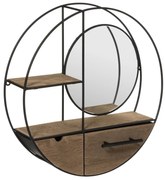 Raft rotund de perete cu oglindă și sertar, Ø 50,2 cm
