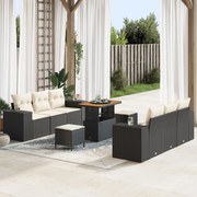 vidaXL Set de canapele pentru grădină 9 pcs Negru Rattan poli