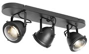 Spotlight industrial negru, oblong, reglabil, 3 lumini - Emado