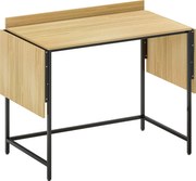 HOMCOM Birou pliabil pentru calculator cu 2 blaturi extensibile, mult spațiu pentru monitoare, picioare metalice, construcție robustă, Stejar+Negru | Aosom Romania