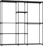 HOMCOM Dulap Garderobă din Material Textil cu 8 Rafturi și 3 Bare pentru Agățat, 182x43x185 cm, Negru | Aosom Romania