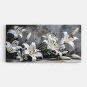 Tablou Canvas, 60x120cm, Dormitor si Living, Flori, Crini, White Pretty Lily On Grey