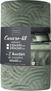 Set cuvertură și față de pernă verde din catifea 220x240 cm Solange – douceur d'intérieur