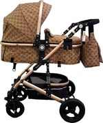 Carucior nou nascuti 2 in 1 Baby Care™ PRO 531, Cu geanta bebe, Cadru Aluminiu Gold , Amortizoare, Roti din cauciuc plin AVE, Spatar reglabil 3