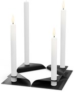 Lumânare pătrată, sfeșnic de designer - negru, set de 4 - Höfats