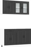vidaXL Set dulap de bucătărie 4 piese „Kalmar” lemn negru prelucrat