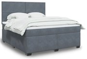 vidaXL Pat box spring cu saltea, gri închis, 180x200 cm, catifea