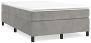 vidaXL Pat box spring cu saltea, gri deschis, 120x190 cm, catifea