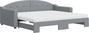 vidaXL Pat de zi cu extensie și saltele, gri deschis 90x190 cm textil