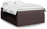 vidaXL Pat box spring cu saltea, maro închis, 140x200 cm, textil