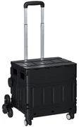 HOMCOM Cărucior de cumpărături Einkaufswagen, Treppensteiger, pliabil, cu mâner telescopic, capacitate maximă de 65 kg, Negru | Aosom Romania