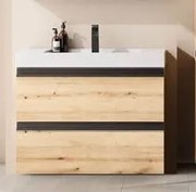 Set mobilier baie (masca suspendata cu 2 sertare si lavoar) Kolpa San Harmony 100x48xH61, stejar natur