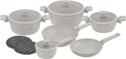 Set oale si tigai marmorate cu capace 12 peise Klausberg KB-7969, crem