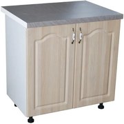 Masca pentru chiuveta cu 2 usi 80 cm Zebra, Alb/MDF Sonoma cu blat Beton, 80 x 85 x 60 cm