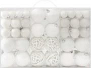 vidaXL Set globuri de Crăciun, 100 piese, alb