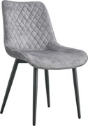 Scaun ZAINA TIP 1, gri deschis/negru, stofa catifelata/metal, 50x64x84