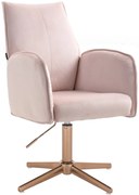 HR280CROSS Scaun Roz din Catifea cu Bază Aurie