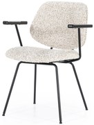 Scaun Jon cu cotiera din Țesătură și metal bej