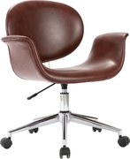 vidaXL Scaun pivotant de birou, maro, piele ecologică