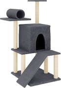 vidaXL Ansamblu pisici cu stâlpi din funie sisal, gri închis, 110,5 cm