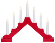 Candelă adventistă LED, 7 lumini, 29 cm, roșu