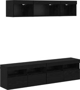 vidaXL Unități TV de perete cu LED 5 pcs Stejar Negru 80 x 30 x 40 cm