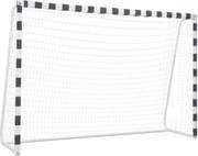 vidaXL Poartă de fotbal, negru și alb, 300 x 200 x 90 cm, metal