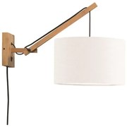 Aplica cu brat directionabil din bambus si abajur din tesatura in, Andes natur/ alb