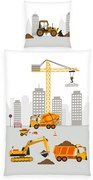 Lenjerie de pat din bumbac pentru copii Herding Construcții, 135 x 200 cm, 80 x 80 cm