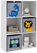 ZONEKIZ Raft de depozitare pentru copii, Cuburi, Sertare, MDF, Protecție împotriva răsturnării, Alb | Aosom Romania