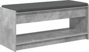 vidaXL Bancă pentru hol cu pernă cu raft Gri Beton 103 x 38 x 45 cm