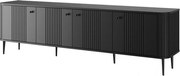 Comodă TV Vesper 4D 187 cm - negru / picioare negre