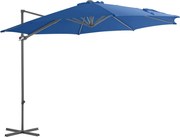 vidaXL Umbrelă în consolă, stâlp din oțel, albastru azuriu, 300 cm
