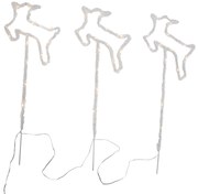 Set de 3 spoturi de Crăciun cu cerb alb, cu LED și cronometru IP44 - Shika