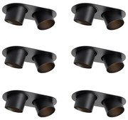 Set de 6 spoturi încastrate negre GU10 70mm înclinabile cu 2 lumini - Installa