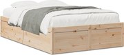 vidaXL Cadru de pat fără saltea, 135x190 cm, lemn masiv de pin