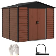 Outsunny Casa din metal, rezistent la intemperii și rugină, cu lacăt, 2,40 x 2,06 x 1,98 m, lemn | Aosom Romania