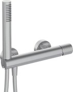 🚿 Baterie pentru duș SILIA HEXA, cu set de duș – Finisaj oțel șlefuit – Cod BHS_F41M