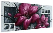 Tablou modern cu flori (120x50 cm), în 40 de alte dimensiuni noi