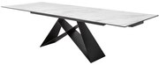 Masa dining extensibila cu blat din ceramica Prometheus 180-260 cm, alb-gri