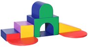 HOMCOM Set de Joc pentru Copii 1-3 Ani cu 7 Blocuri Multicolor în PU și EPE, 170x130x40 cm | Aosom Romania